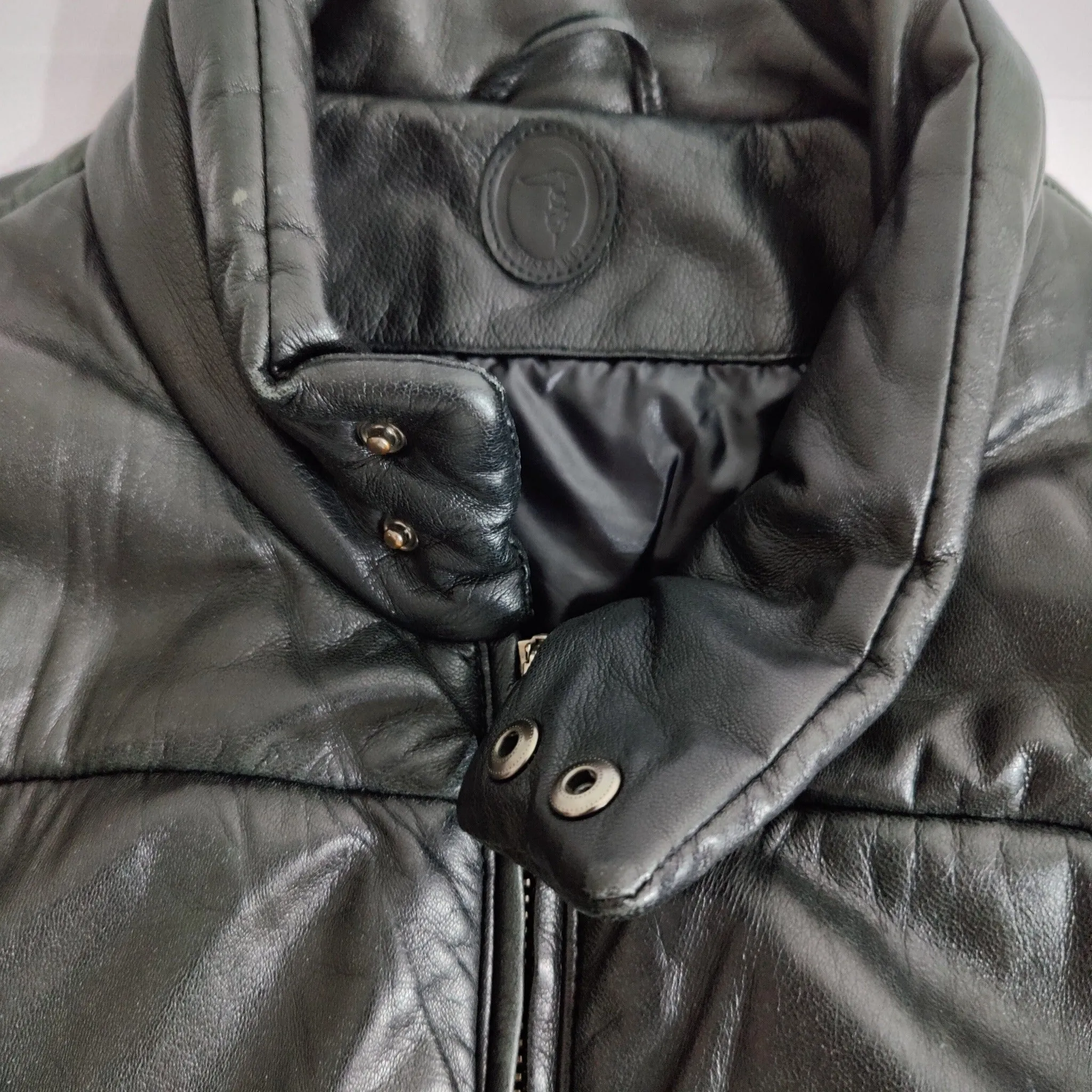 Black Trussardi leather bomber jacket Made in Italy