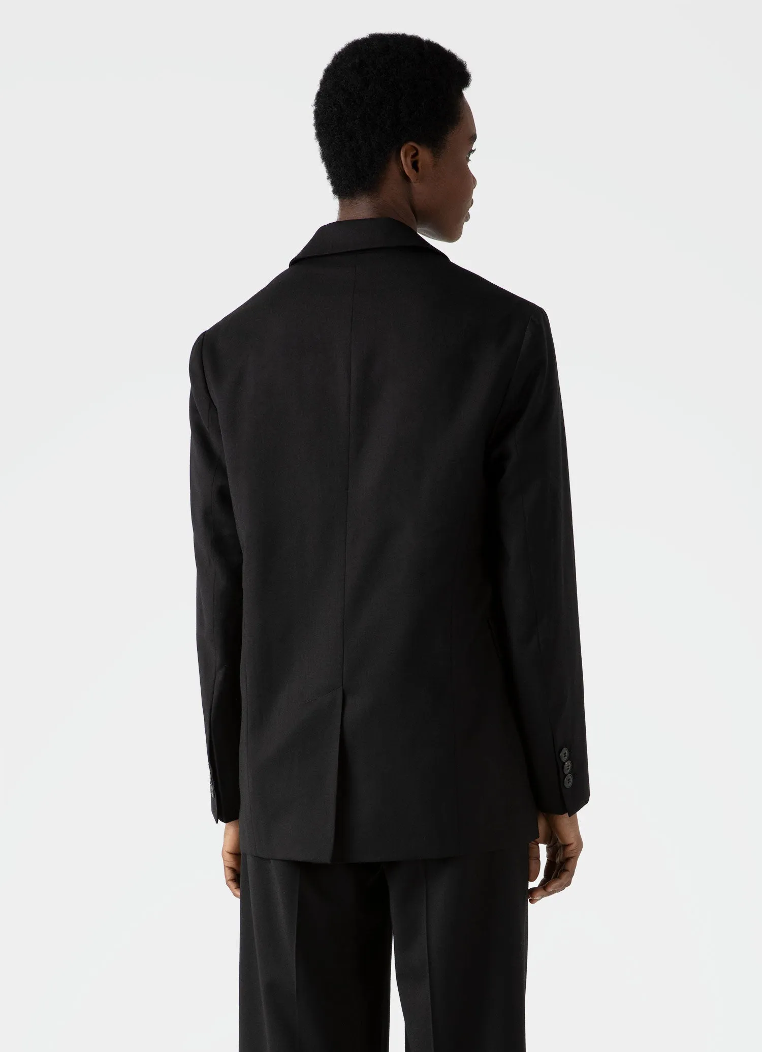 Black women's wool blazer.