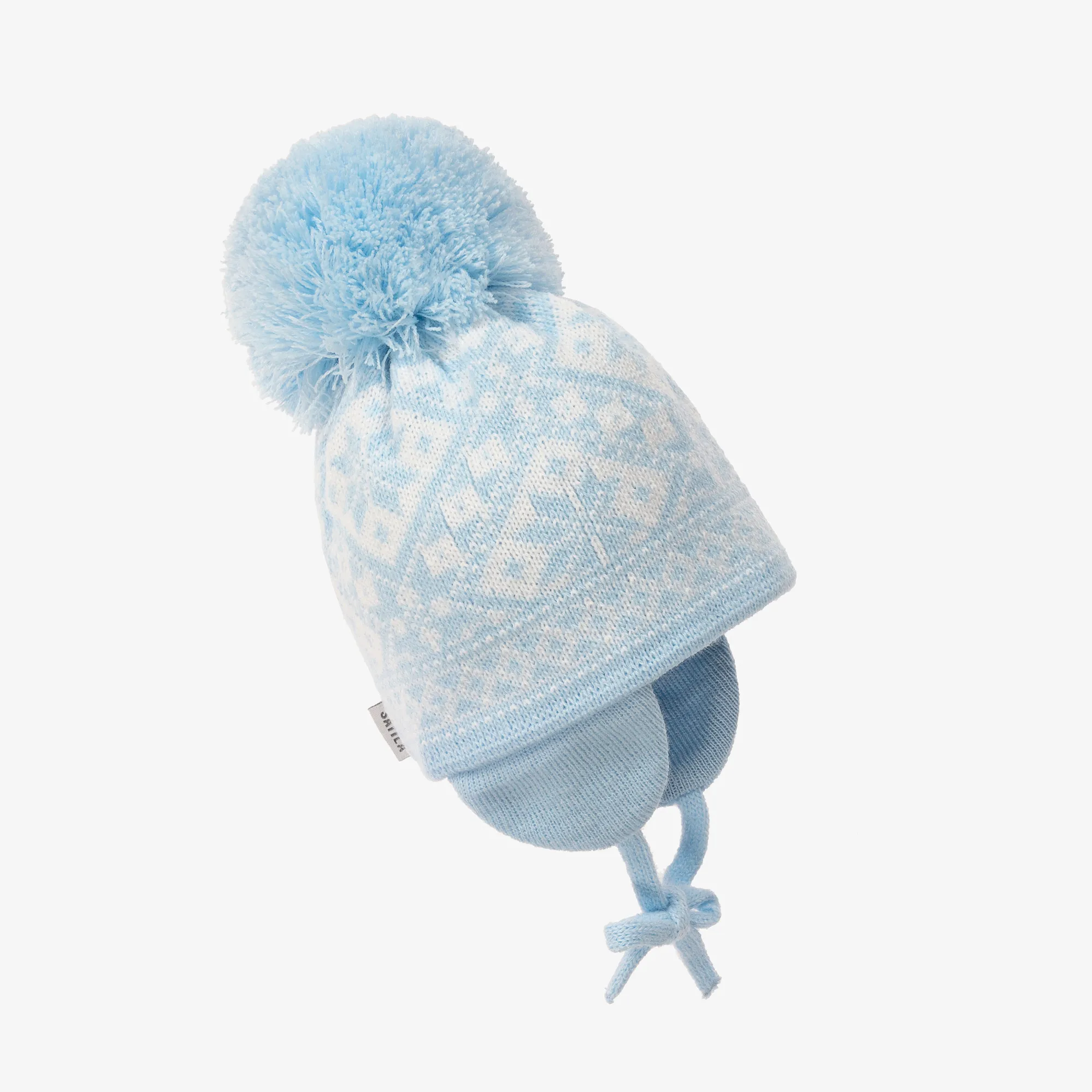 Blue Alice Knitted Large Pom-Pom Beanie