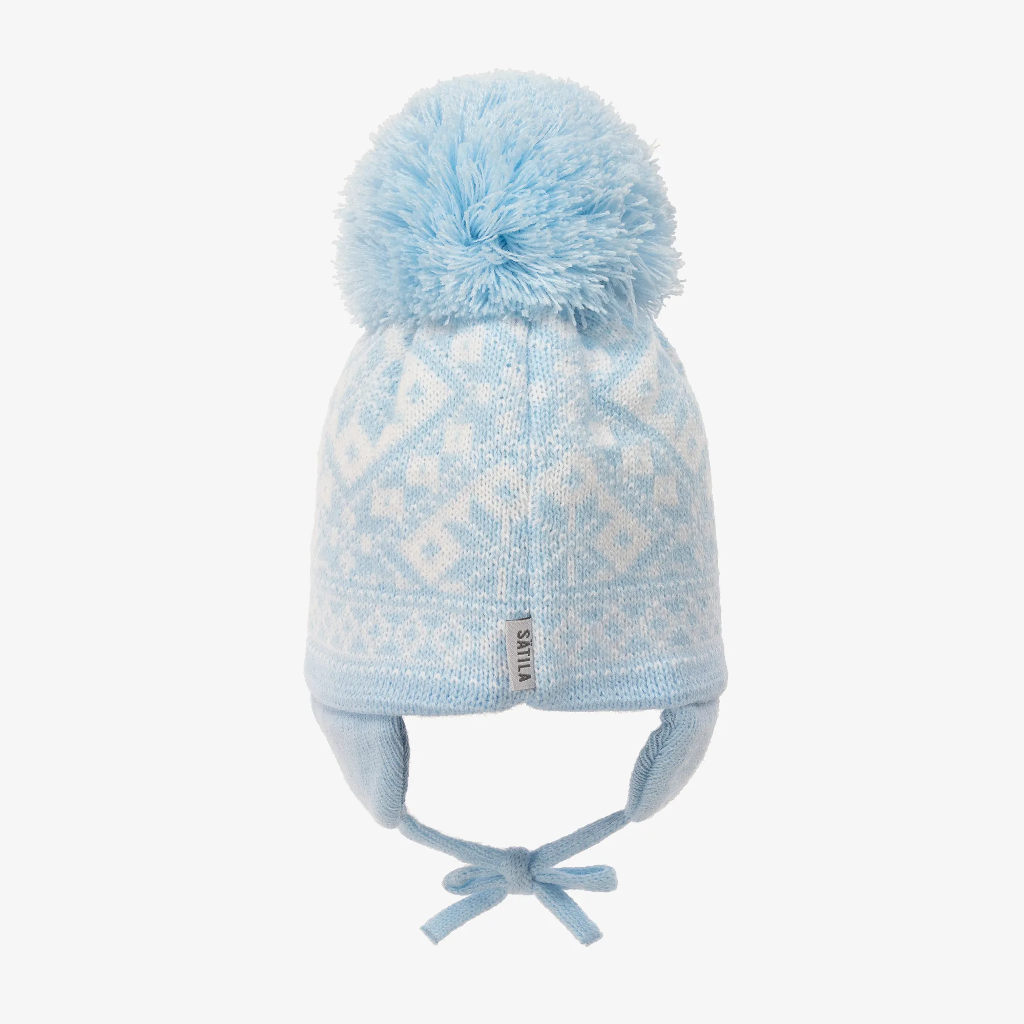 Blue Alice Knitted Large Pom-Pom Beanie