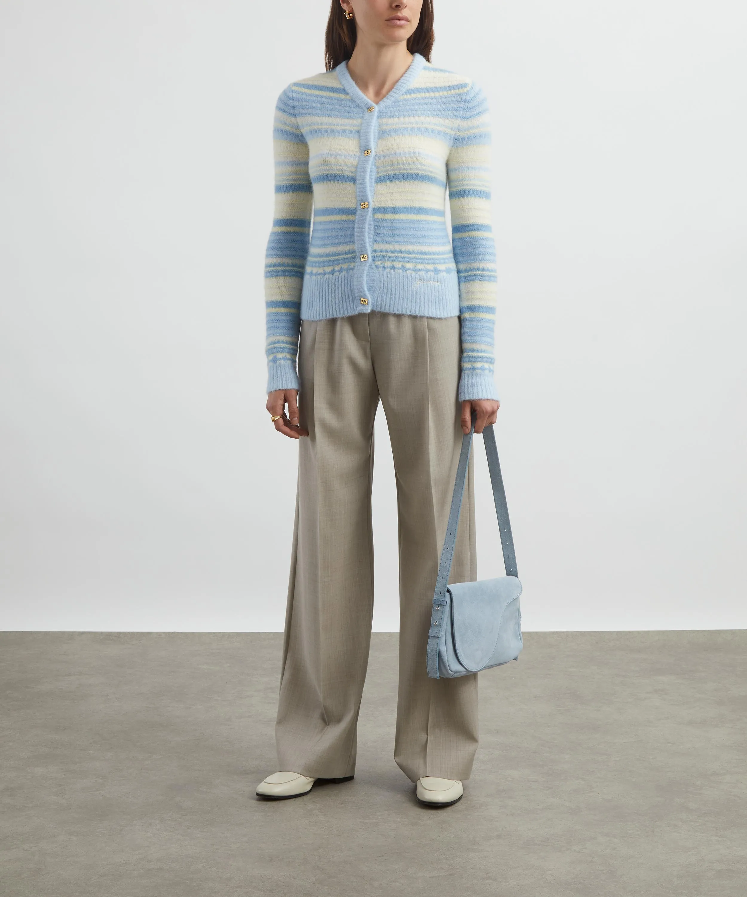 Blue Striped Soft Wool Cardigan