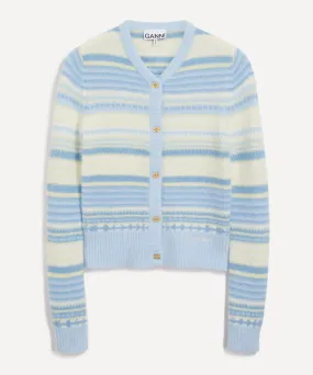 Blue Striped Soft Wool Cardigan