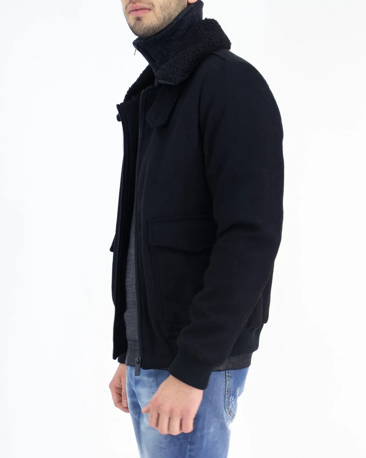 Bomber jacket with Sherpa collar