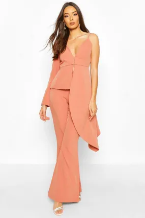 Boohoo Occasion Waterfall One Shoulder Blazer