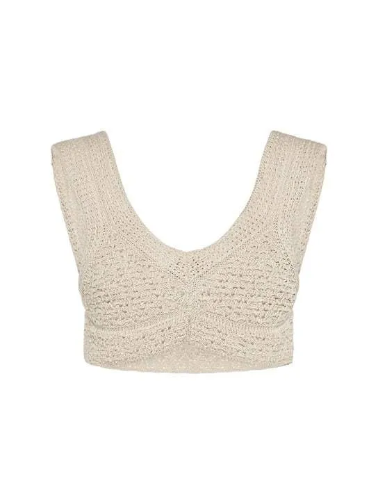 Bottega Veneta Sleeveless V-Neck Cable Knit Casual Cotton