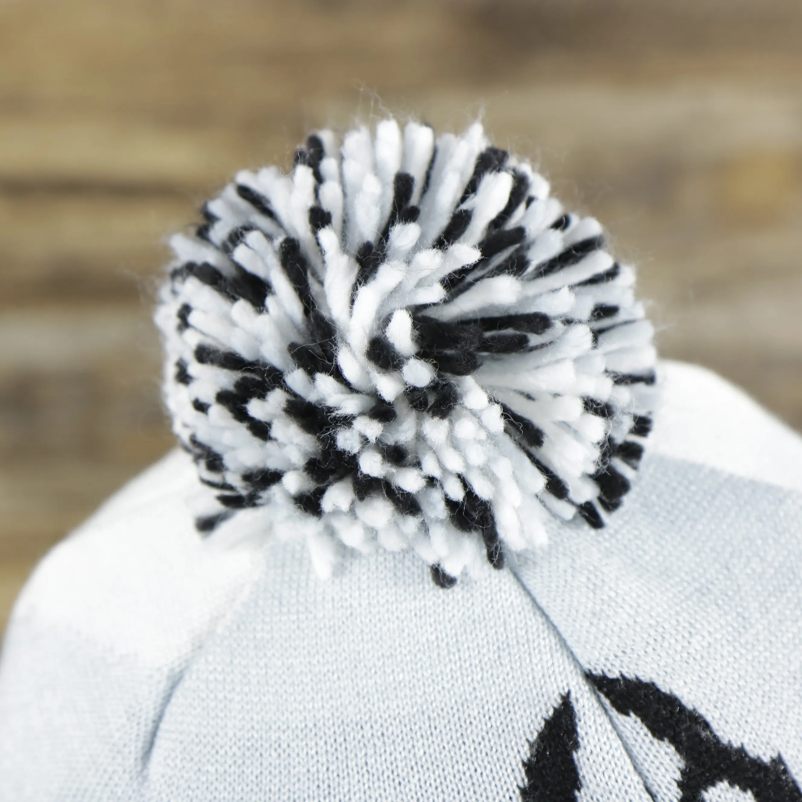 Brooklyn Nets Winter Beanie - Black, Gray, and White with Pom Pom