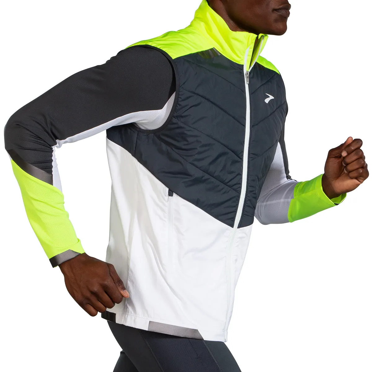 Brooks Visible Insulated Vest for Men - White/Asphalt/Nightlife