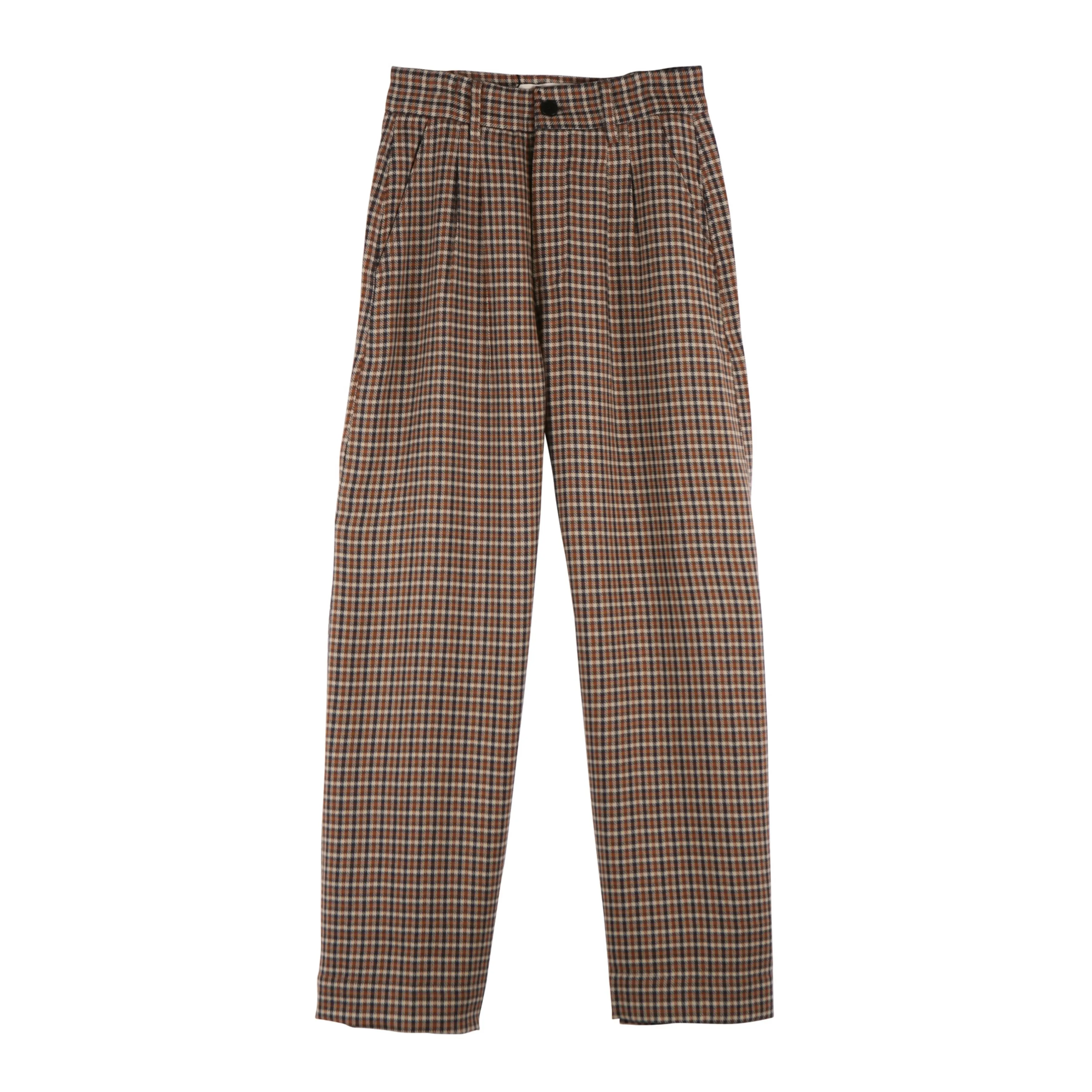 Brown checked trousers for men.