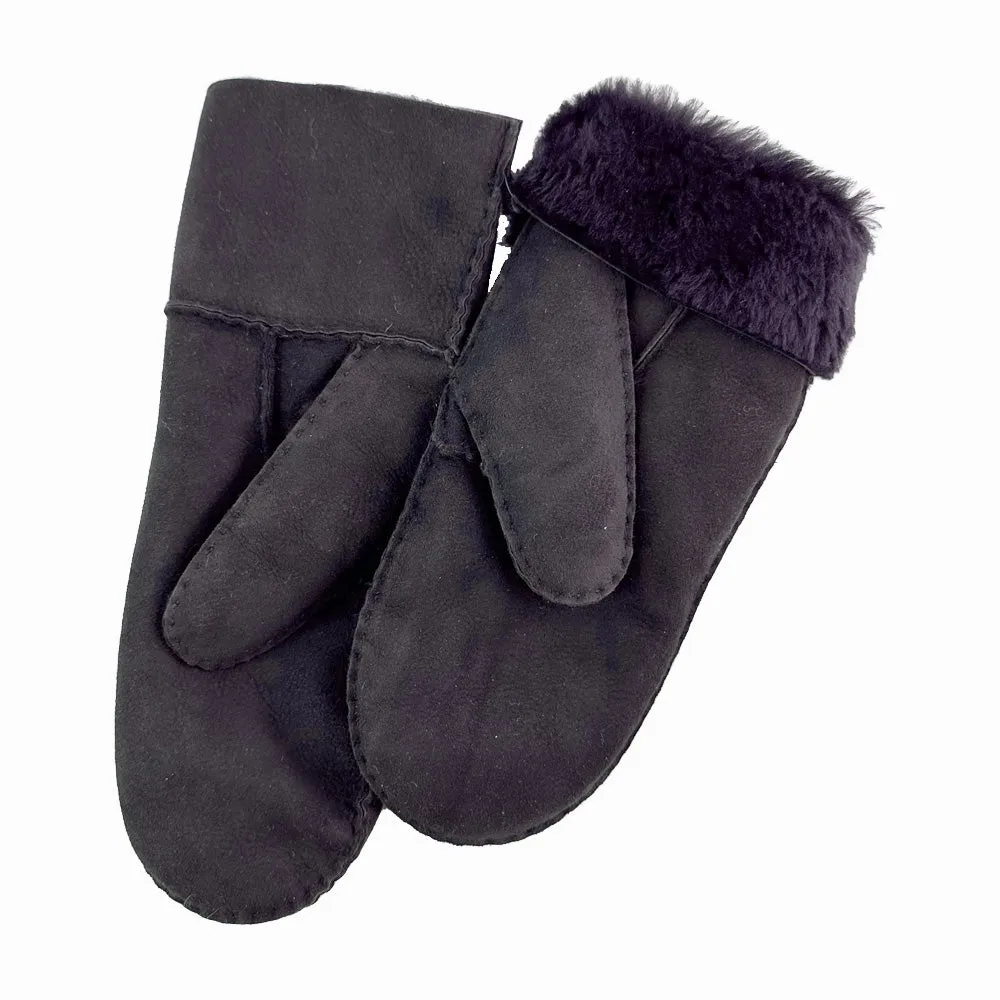 Brown Sheepskin Mittens for Men and Women