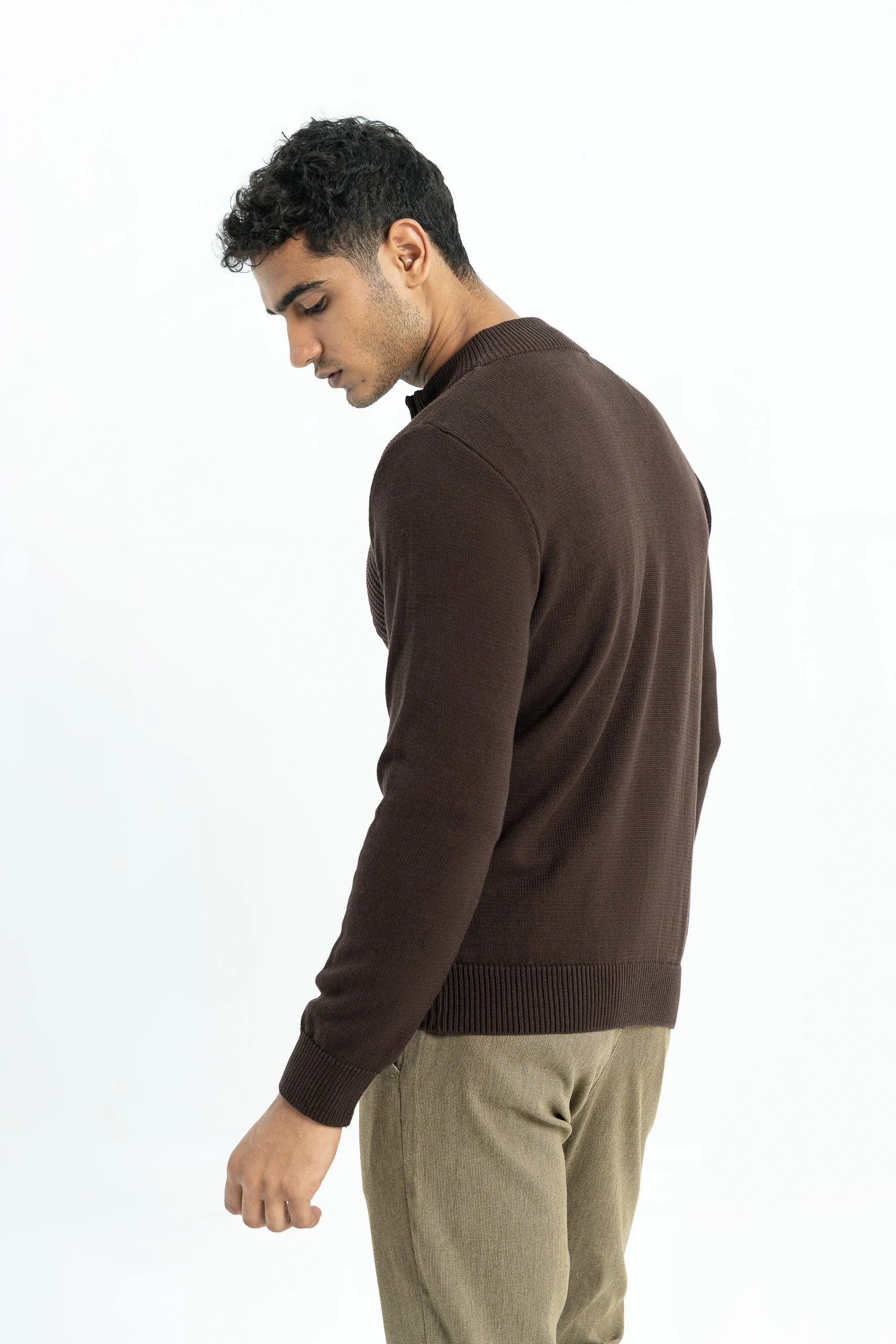 Brown Zipper Sweater