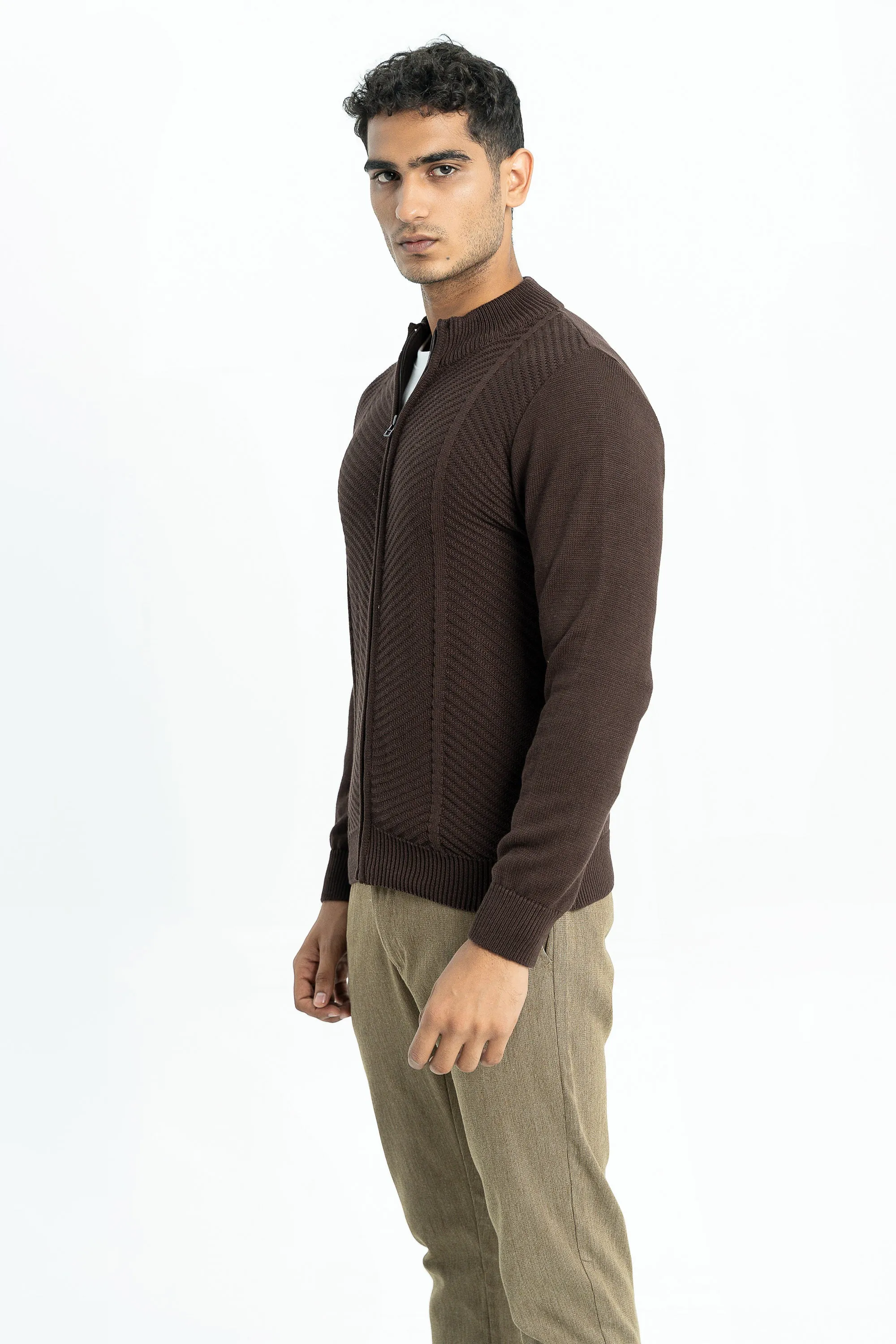 Brown Zipper Sweater