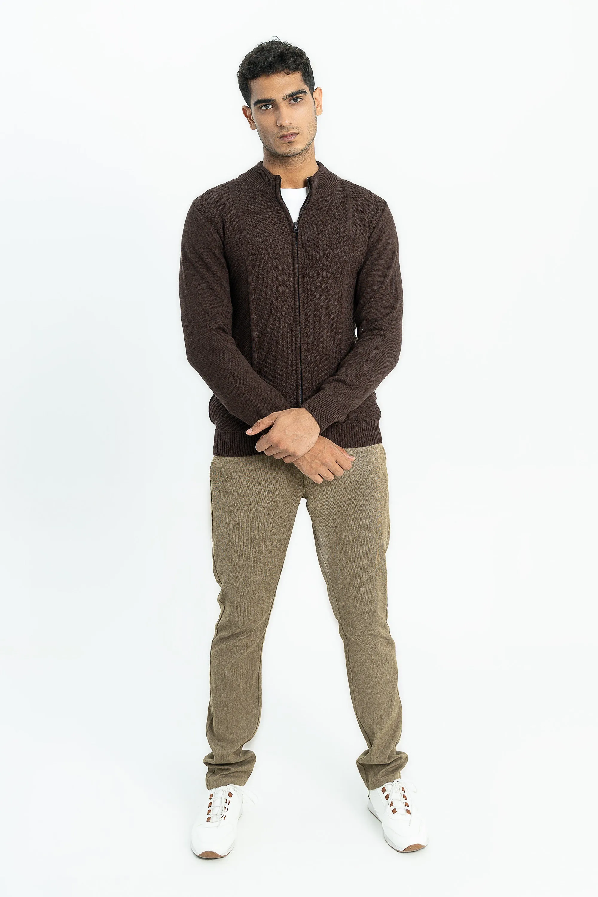 Brown Zipper Sweater