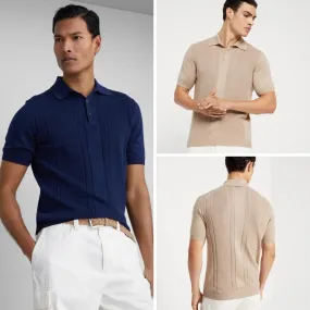 Brunello Cucinelli Cable Knit Polo Shirts - Blended Fabrics, Plain Knitted