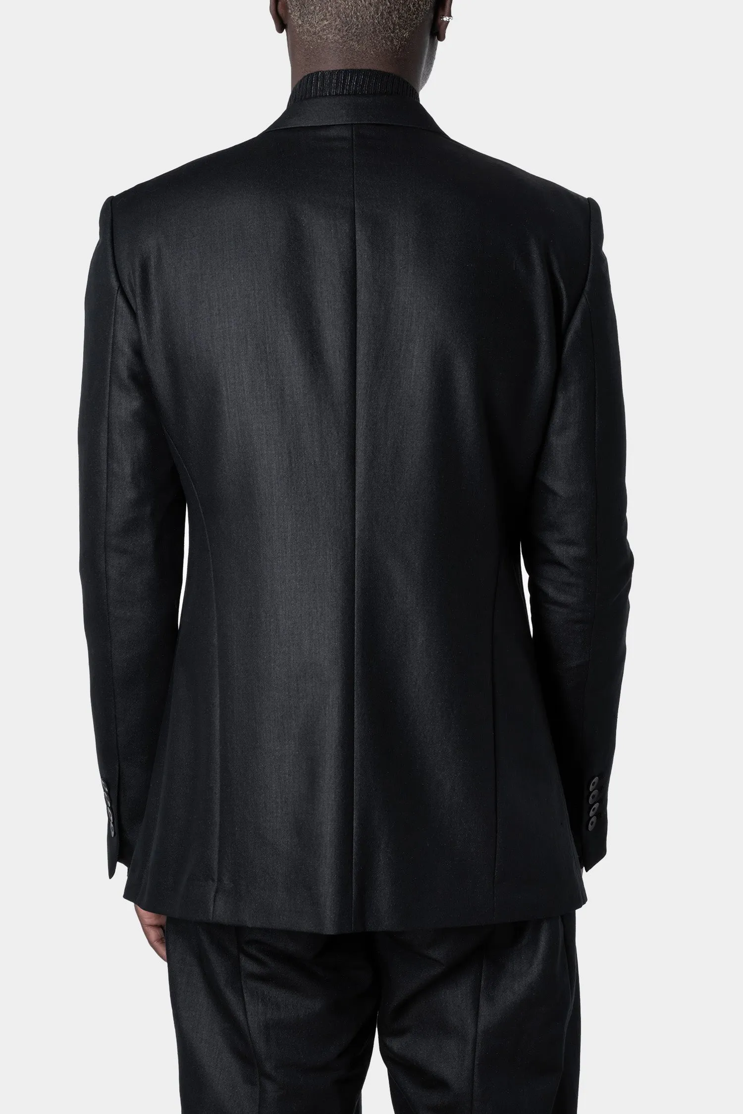 Button single wool twill blazer