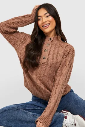 Button Through Cable Knitted Sweater