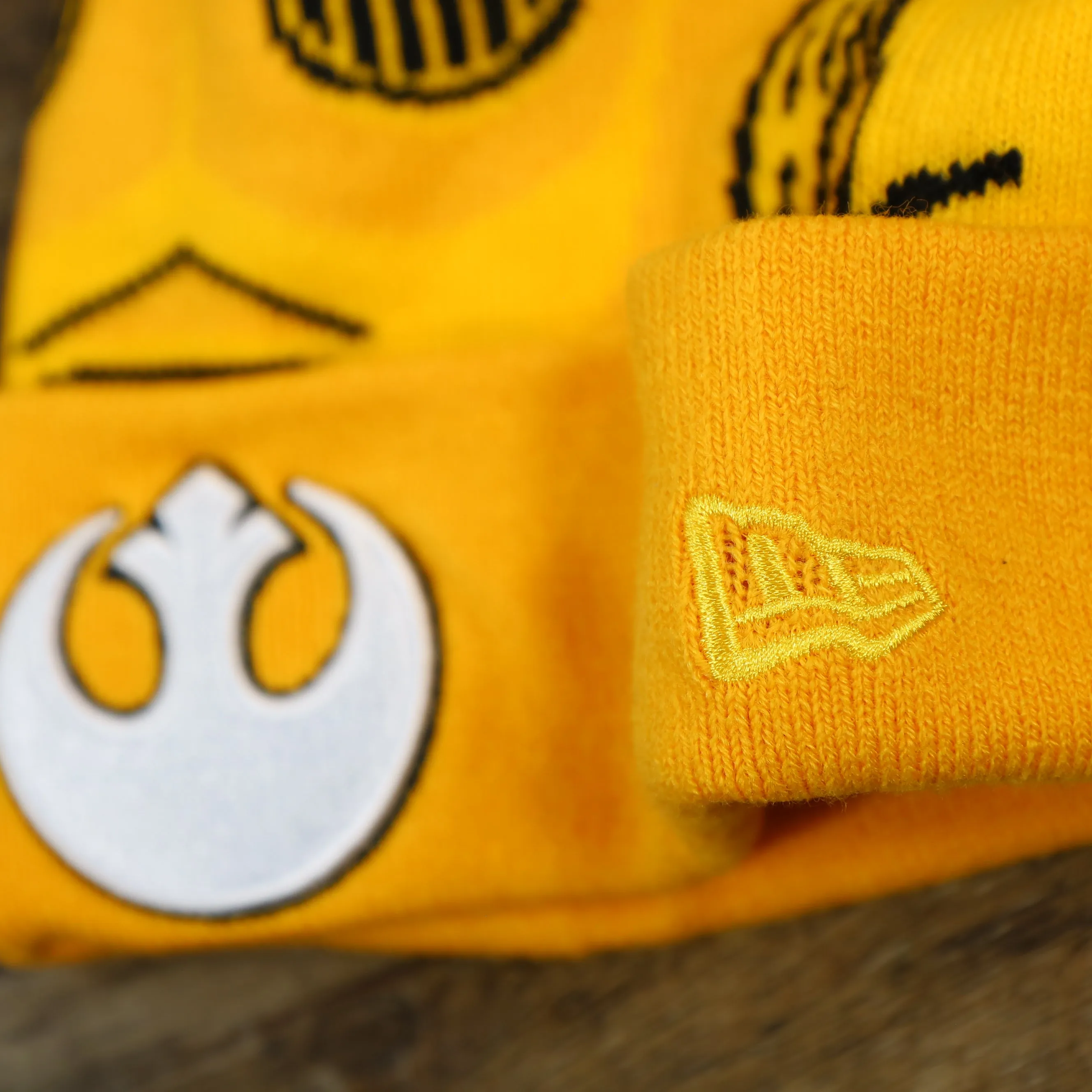 C3PO Rebel Alliance Logo Pom Pom Winter Beanie - Yellow