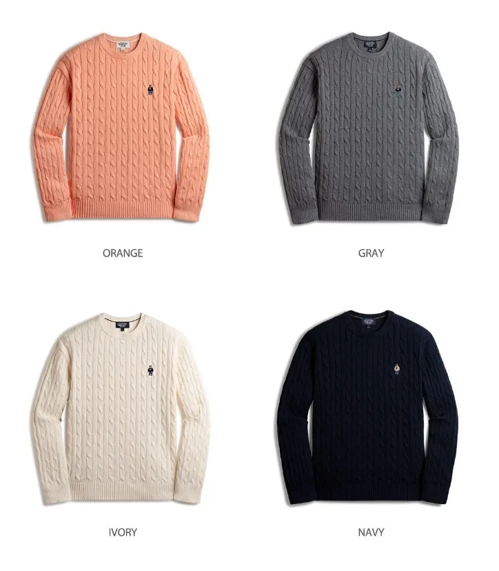 Cable Knit Street Style Long Sleeves Plain | WHO.A.U