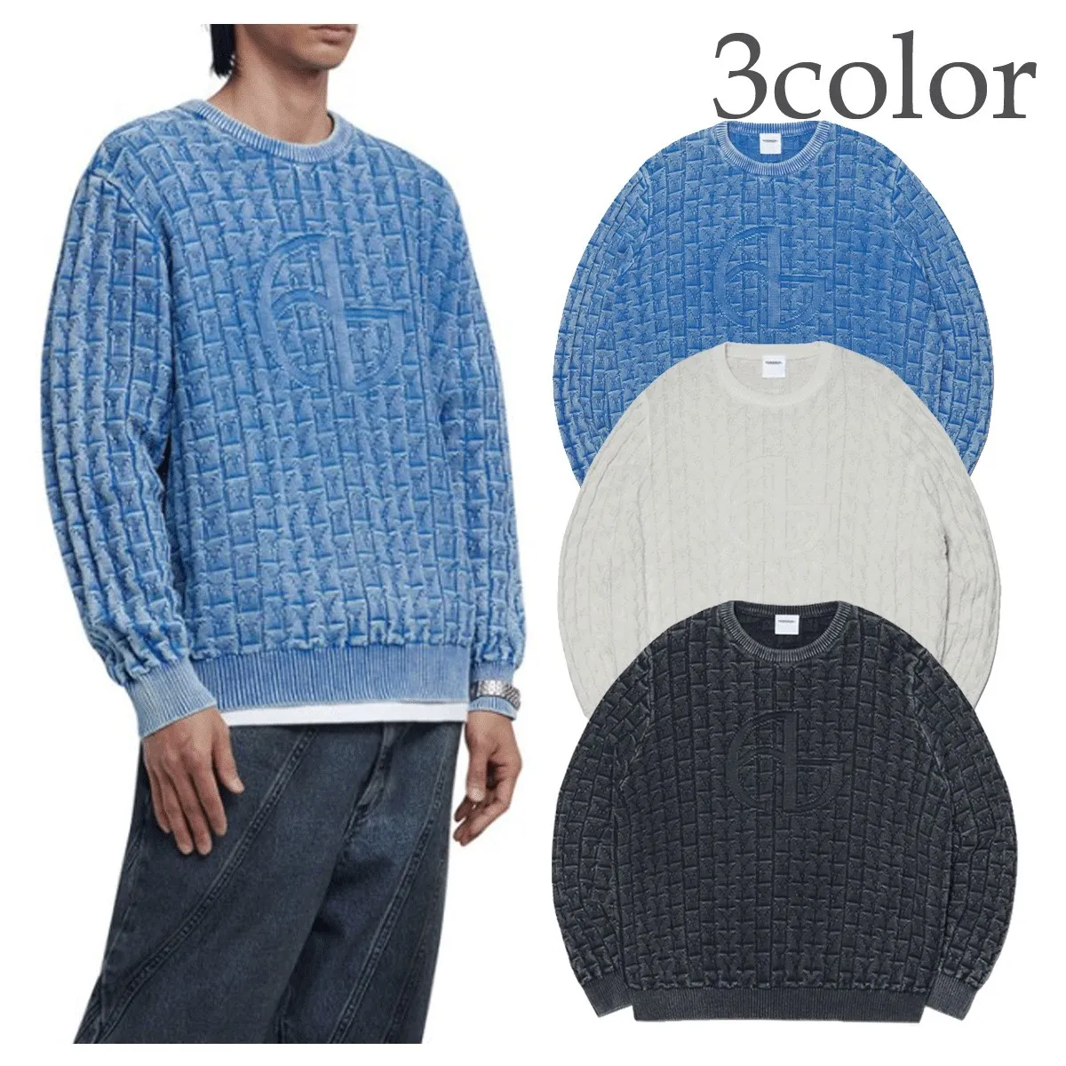 Cable Knit Unisex Street Style Long Sleeves Plain Cotton