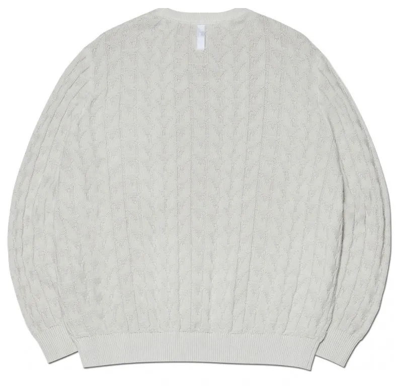 Cable Knit Unisex Street Style Long Sleeves Plain Cotton