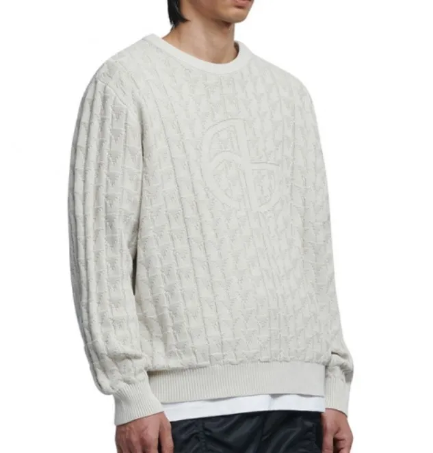 Cable Knit Unisex Street Style Long Sleeves Plain Cotton