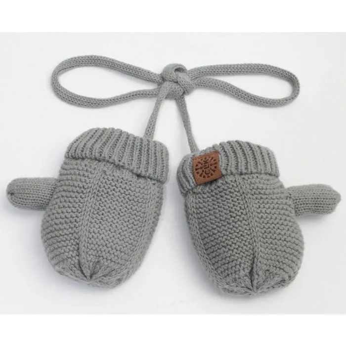 Calikids Cotton Knit Baby Mittens Grey