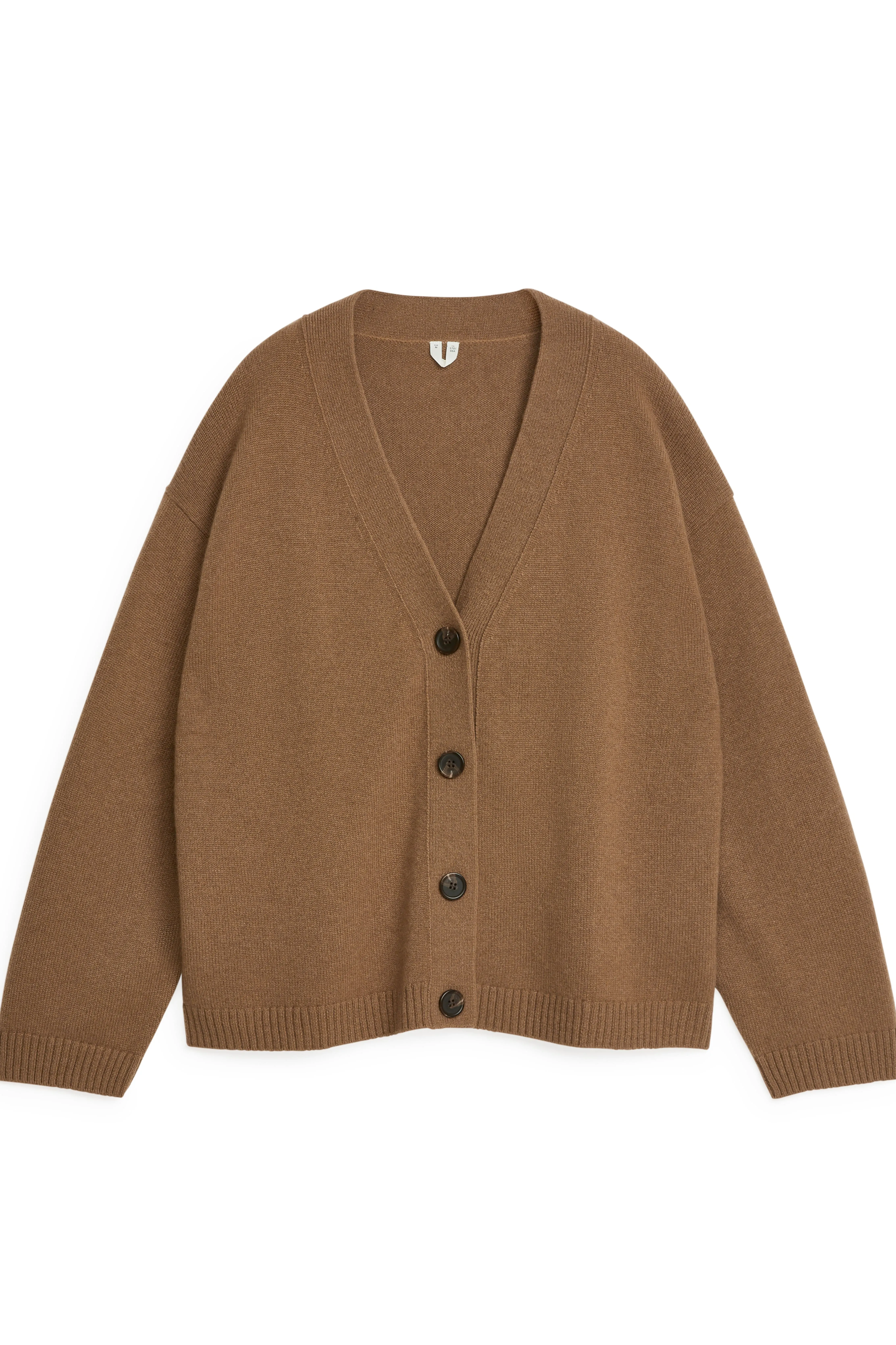 Cashmere-Wool Cardigan - V-neck - Long sleeve - Dark Camel - Ladies | H&M GB