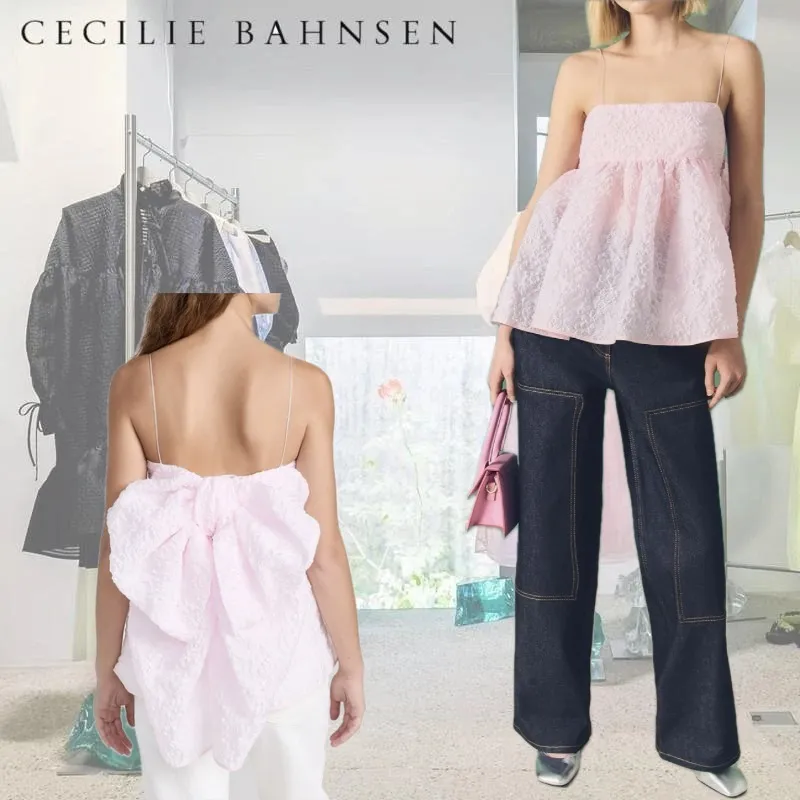 Cecilie Bahnsen lace-up cropped tank tops made from blended fabrics