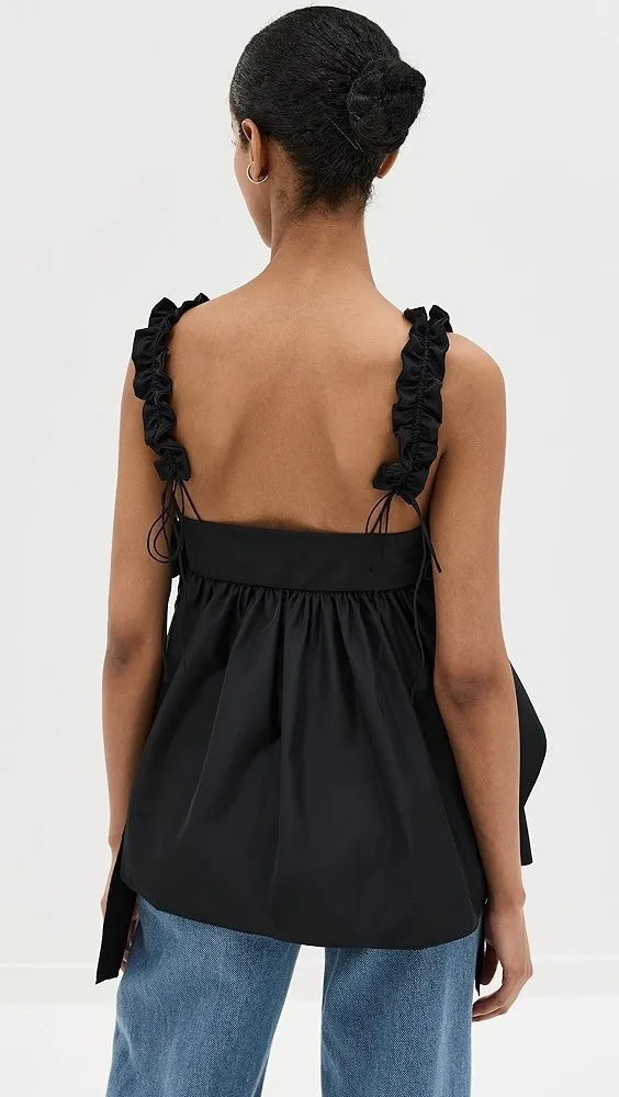 Cecilie Bahnsen tanks and camisoles - lace-up peplum, blended fabrics, plain