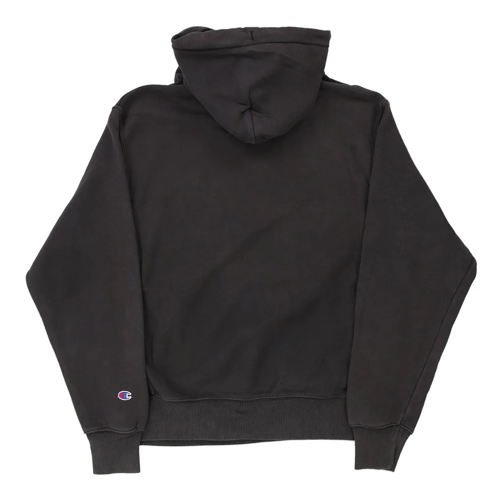 Champion Spellout Hoodie - Medium Black Cotton Blend