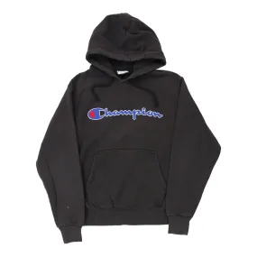 Champion Spellout Hoodie - Medium Black Cotton Blend