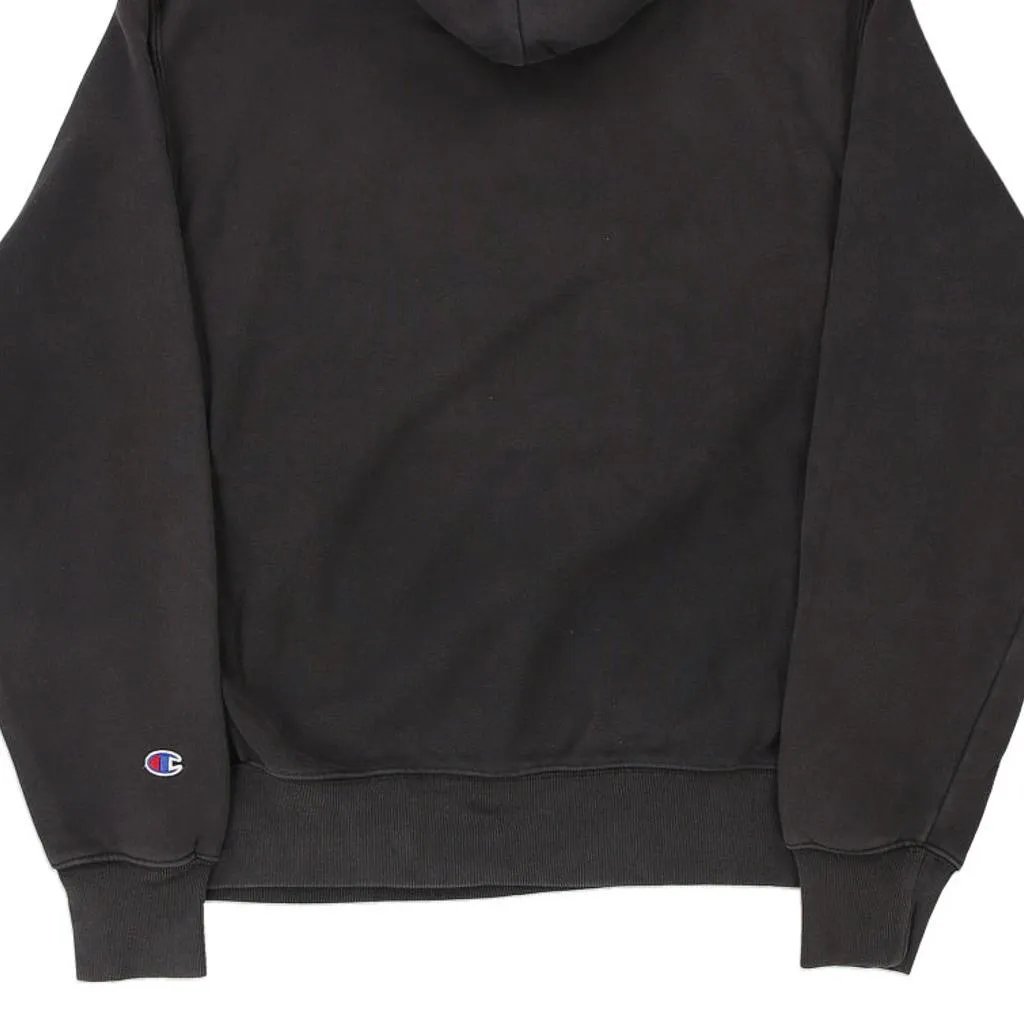 Champion Spellout Hoodie - Medium Black Cotton Blend