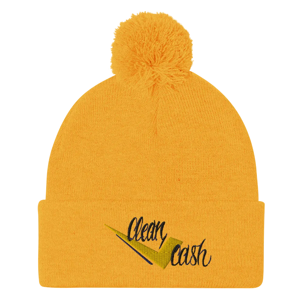 Check Clean Cash Pom-Pom Beanie