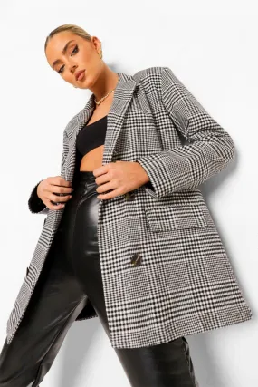 Checked Oversized Double Breasted Dad Blazer