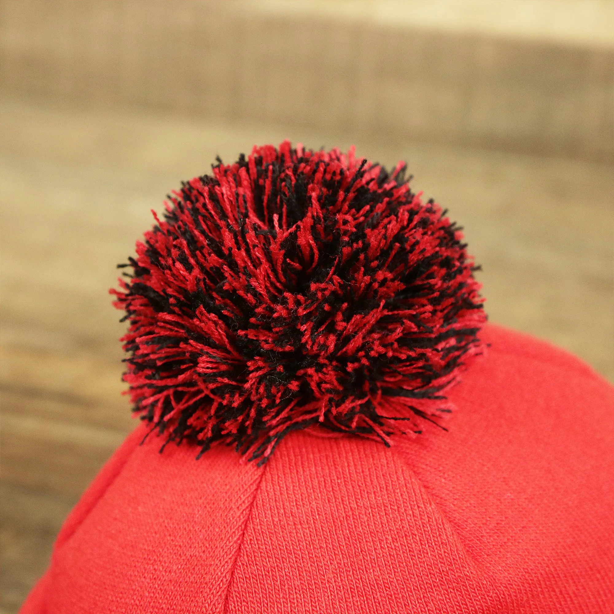 Chicago Bulls NFL Winter Pom Pom Beanie - Red Cuffless Knit Hat