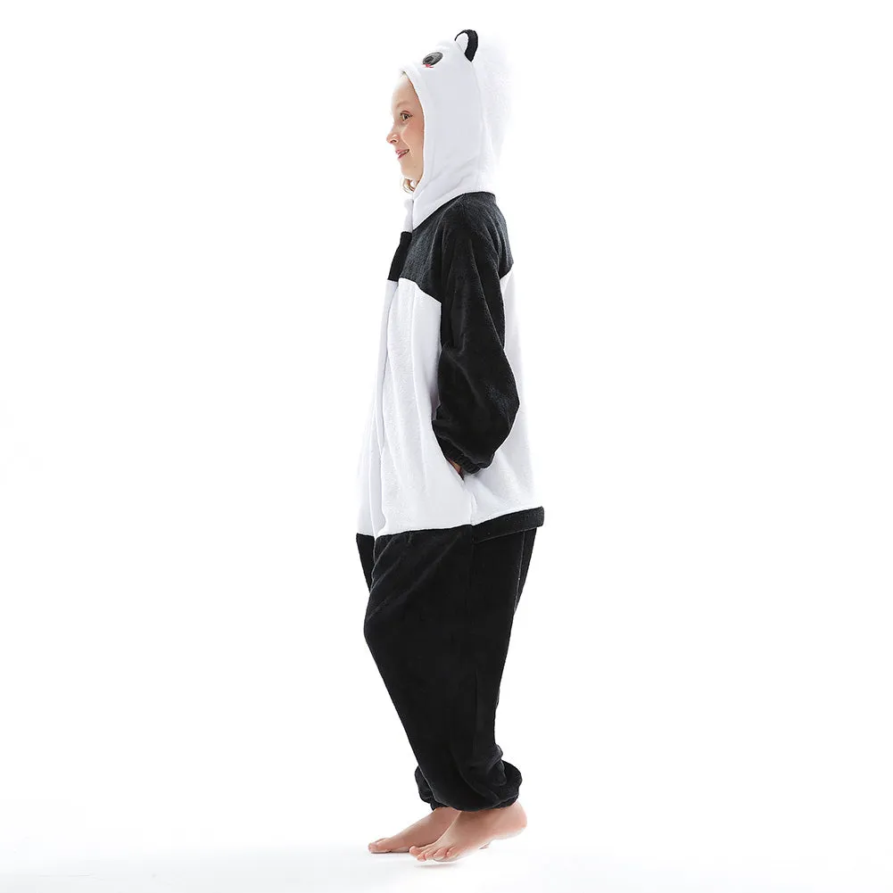 Children Panda Onesies - Kids Flannel Hooded Pajamas - Cartoon Animal Sleepwear