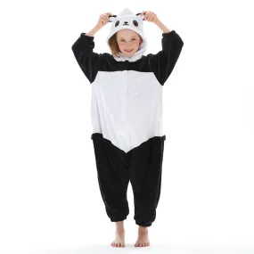 Children Panda Onesies - Kids Flannel Hooded Pajamas - Cartoon Animal Sleepwear