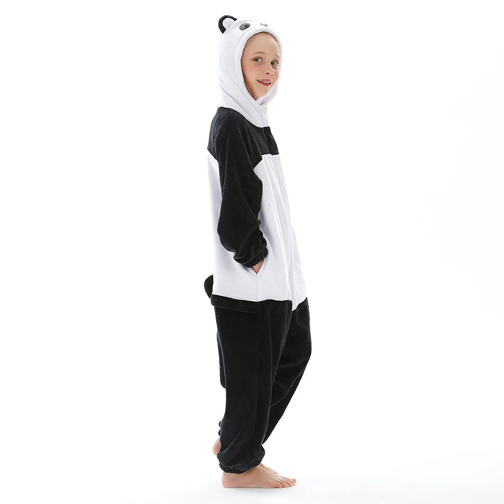 Children Panda Onesies - Kids Flannel Hooded Pajamas - Cartoon Animal Sleepwear