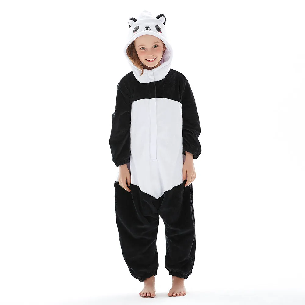 Children Panda Onesies - Kids Flannel Hooded Pajamas - Cartoon Animal Sleepwear