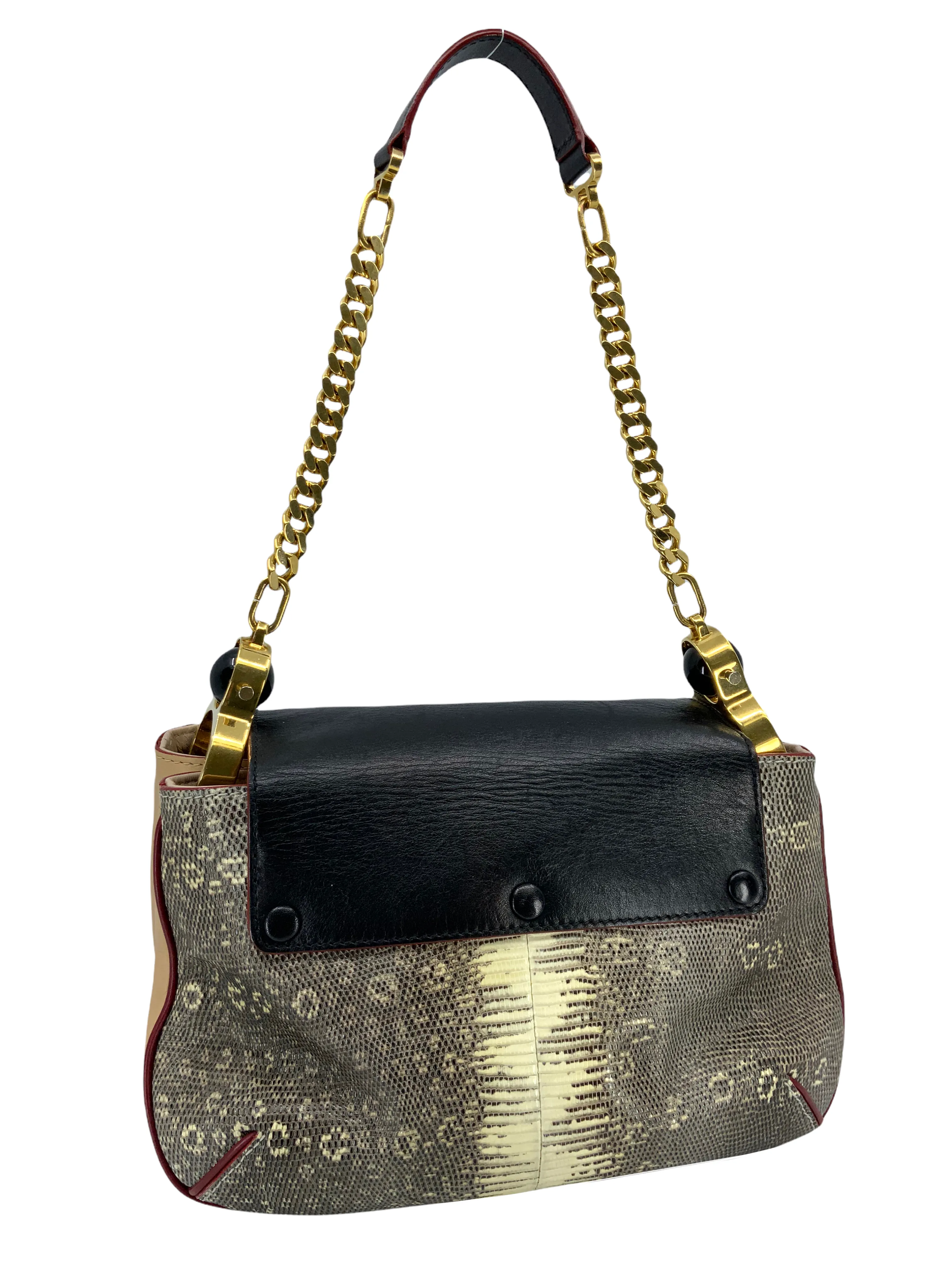 Chloe Amelia Lizard and Leather Shoulder Bag