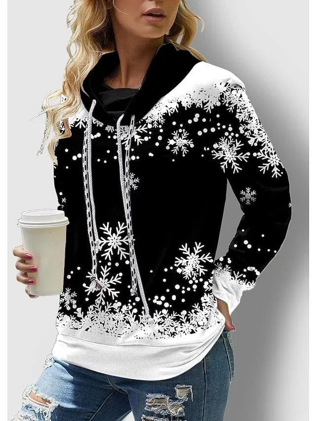 Christmas Snowflake Print Sweatshirt for Women