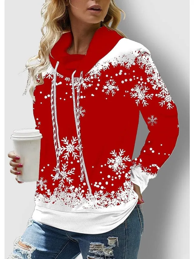 Christmas Snowflake Print Sweatshirt for Women