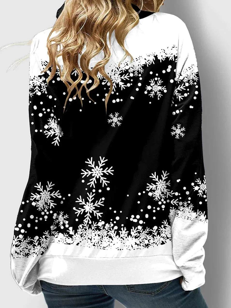 Christmas Snowflake Print Sweatshirt for Women