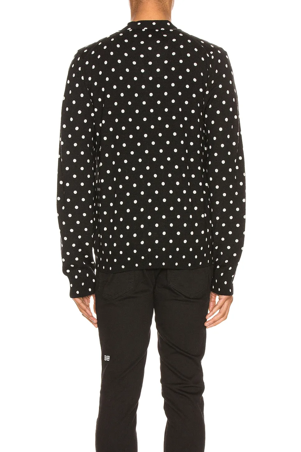 COMME des GARCONS PLAY Dot Print Wool Cardigan with Black Emblem -        