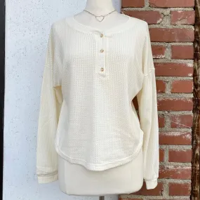 Cream Button Detail Thermal Top