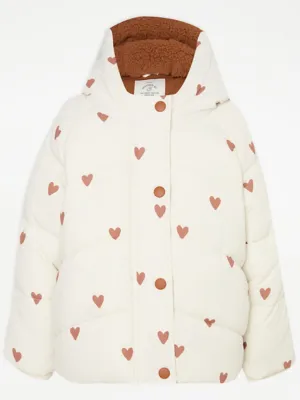 Cream Heart Padded Coat | Kids | George at ASDA