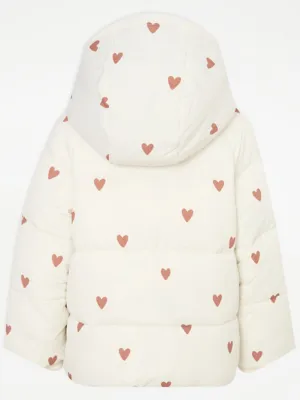 Cream Heart Padded Coat | Kids | George at ASDA