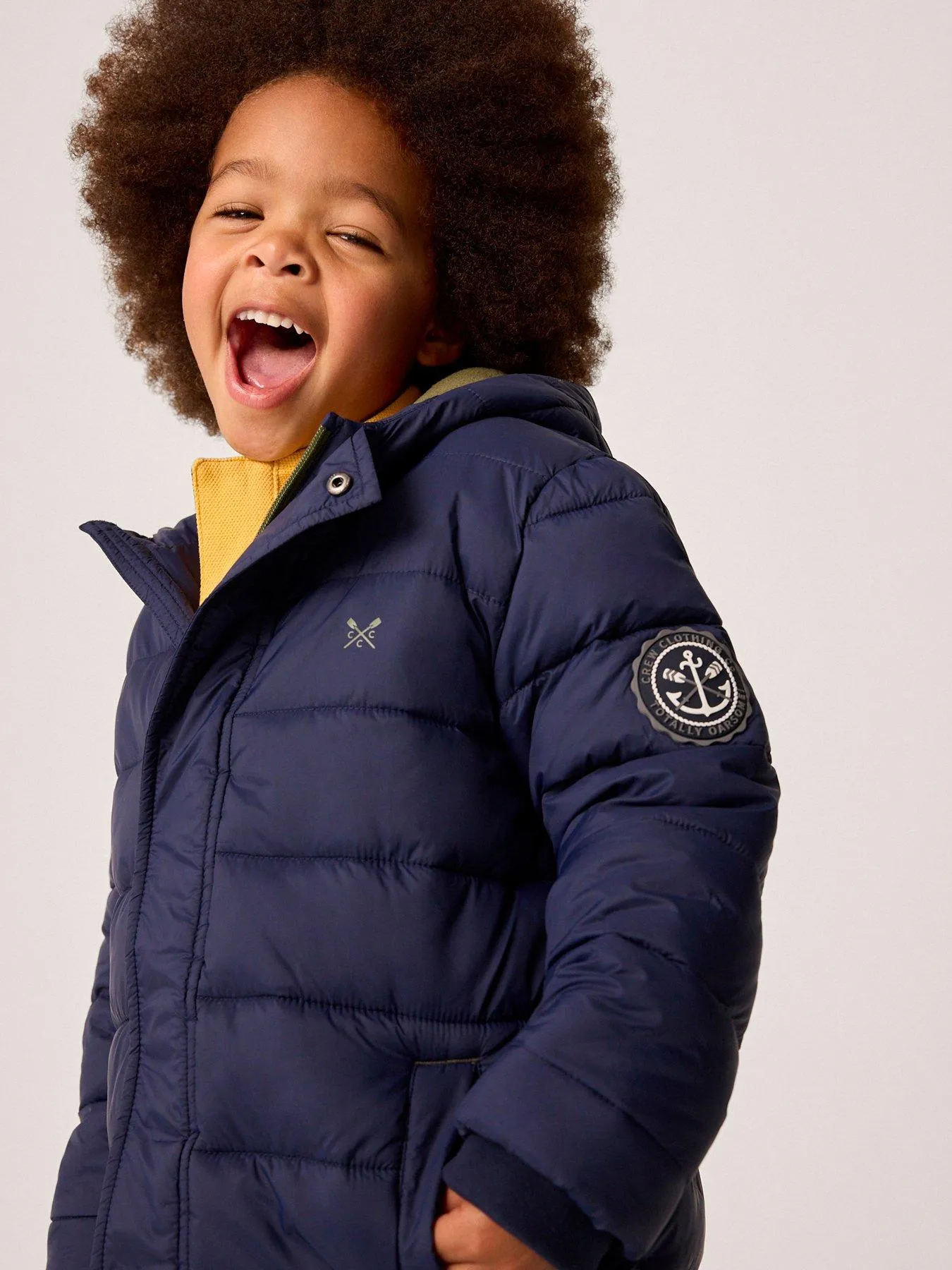 Crew Clothing Boys Midweight Longline Padded Coat - Navy