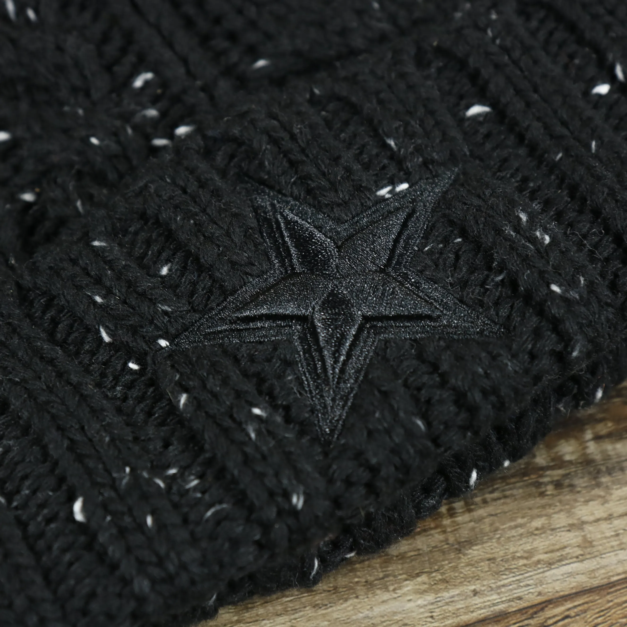 Dallas Cowboys Winter Knit Beanie | Black Confetti Print Fuzzy Pom Pom