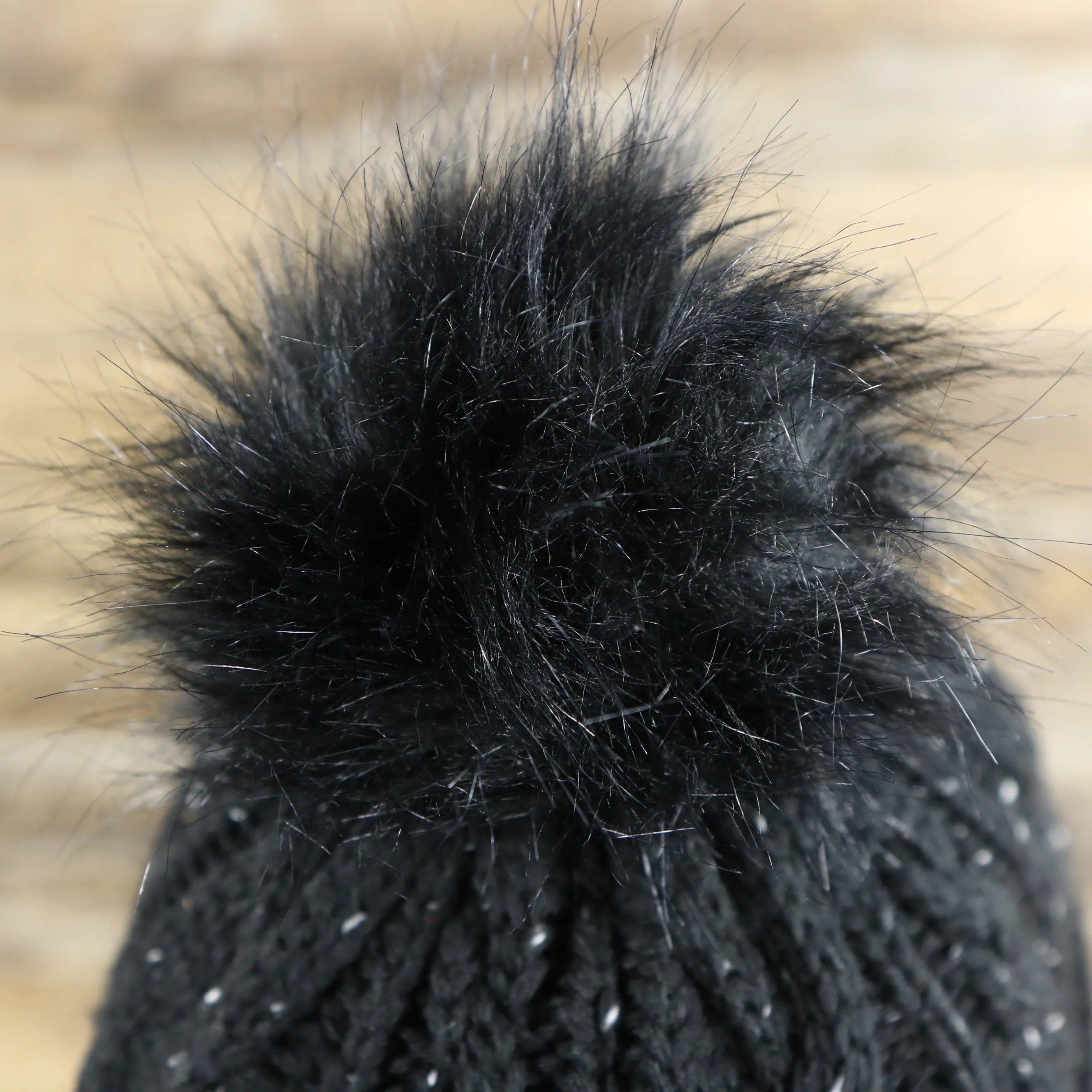 Dallas Cowboys Winter Knit Beanie | Black Confetti Print Fuzzy Pom Pom