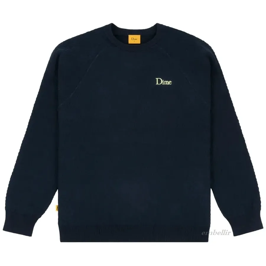 Dime Cable Knit Crew Neck Unisex Street Style Long Sleeve - Plain.